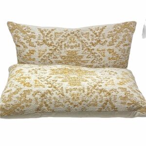 Devi Designs Gold and Cream Patterned Lumbar Pillows (2)